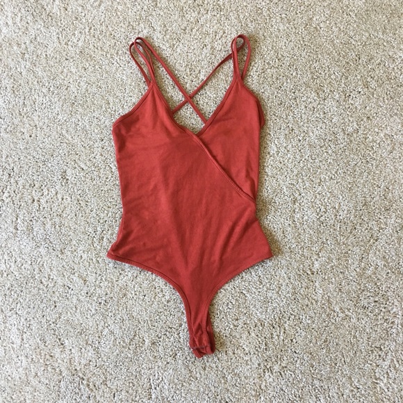 One Size Coral Suede Body Suit - Picture 1 of 2